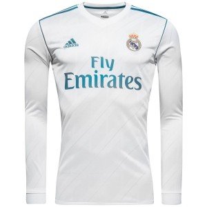 Camisa I Real Madrid 2017 2018 Retro Adidas manga comprida